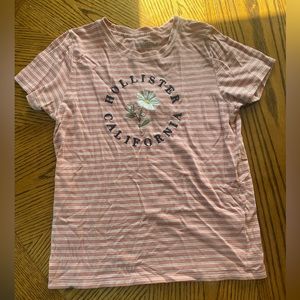 Pink and White Striped Hollister Shirt